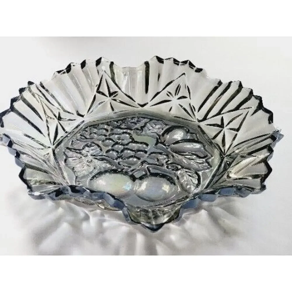 Vintage Carnival Glass Bowl Federal Pioneer Iridescent 10”